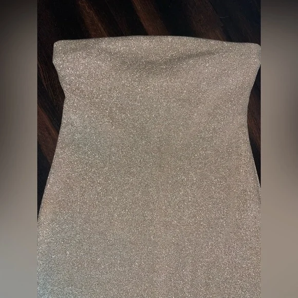 SOLD VINTAGE Glamorous Gold Knit Bandeau Tube Dress Vintage Size 6p - Picture 4 of 8